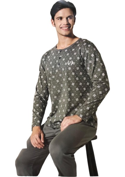 Pijadore Erkek Gri Pamuklu Uzun Kollu Pamuklu Pijama Takımı 1757 modelleri