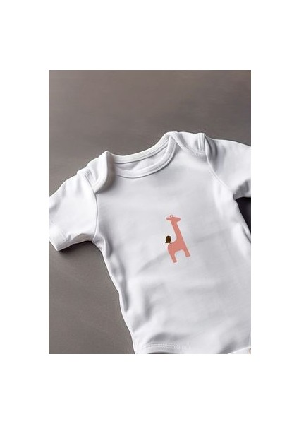 Kısa Kollu %100 Pamuklu Zürafa ve Kuş Tasarımlı Bebek Zıbın Body fiyatları
