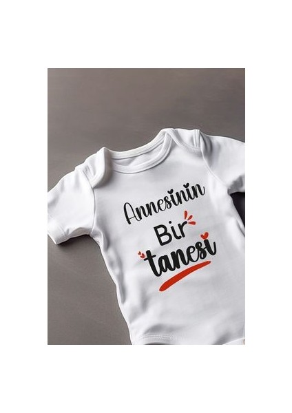 Kısa Kollu %100 Pamuklu Özel Tasarımlı Annesinin Bir Tanesi Yazılı Bebek Body Zıbın fiyatları