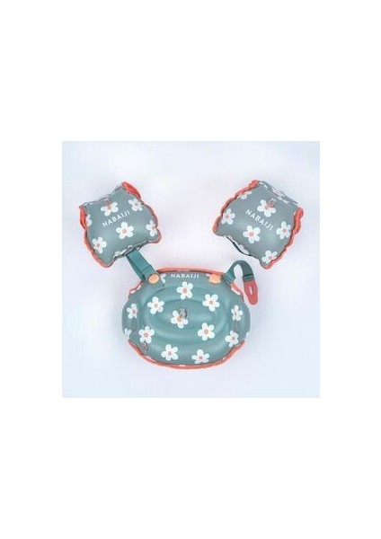 Nabaıjı Çocuk Yüzücü Kolluğu / Kemeri - Çiçek Desenli/haki - Tiswim Print