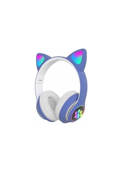 Kablosuz Kedi Kulaklık Şarjlı LED Işıklı Bluetooth Kulaklık Aux Sd Kart Girişli Stn-28