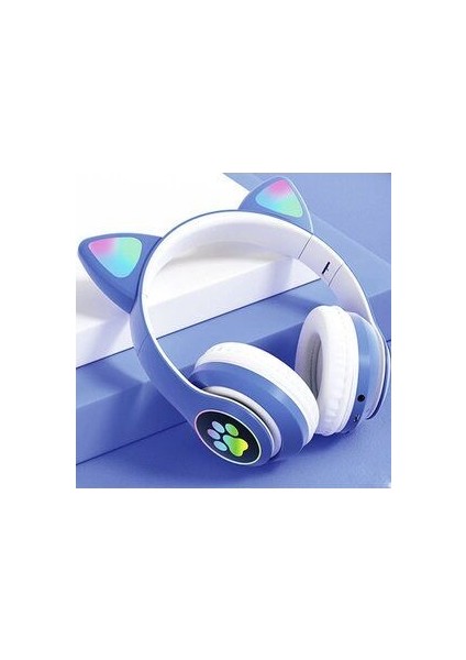Kablosuz Kedi Kulaklık Şarjlı LED Işıklı Bluetooth Kulaklık Aux Sd Kart Girişli Stn-28 fiyatları