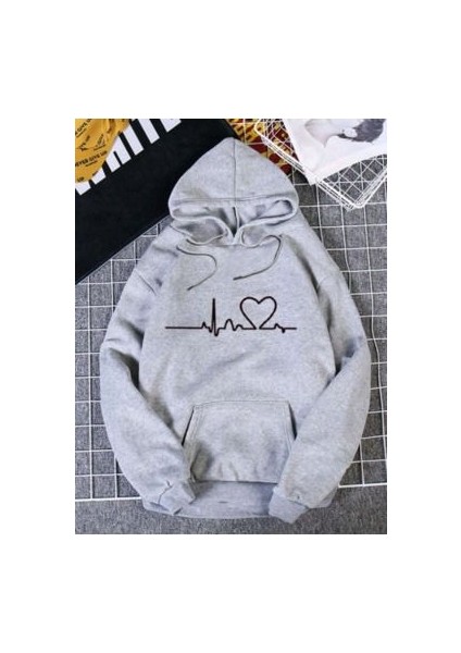 Oversize Unisex Baskılı 3 Iplik Şardonlu Sweatshirt Hoodie