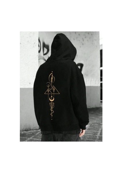 Oversize Unisex Baskılı 3 Iplik Şardonlu Black Sweatshirt Hoodie indirimleri