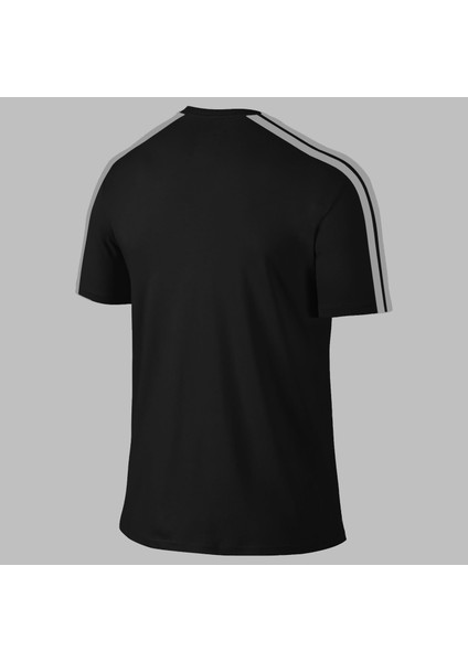 Yeni Seri Büyük Beden Erkek Siyah Dri-Fit Kumaş Düz Yaka Kısa Kol Konforlu T-Shirt (4xl- 10XL)