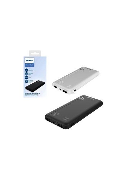 8UT1K0 Powerbank 10000 Mah 2xusb Micro Type-C Girişli Siyah Beyaz DLP1810CB/1810CW