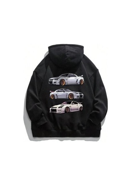 Oversize Unisex Baskılı 3 Iplik Şardonlu Sweatshirt Hoodie