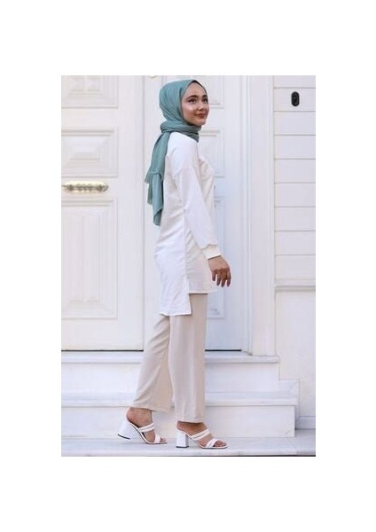 Huban Moda Kadın Bej Beli Lastikli Bol Paça Salaş Yazlık Pantolon AEROBIN-865829 AEROBIN-865829 modelleri