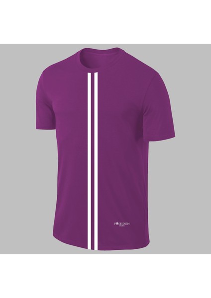 Yeni Seri Büyük Beden Erkek Mor Dri-Fit Kumaş Yuvarlak Yaka Şık Konforlu T-Shirt (4xl- 10XL)