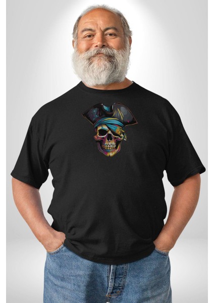 Iskelet Karayip Korsaları Kadın Erkek Unisex Siyah Organik Baskılı T-Shirt Penye Yüksek Kalite fiyatları