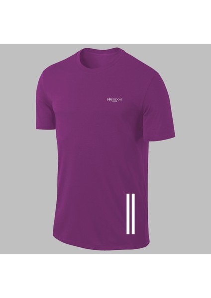 Yeni Seri Erkek Mor Dri Kumaş Baskısız Yürüyüş ve Koşu Için Rahat Sporcu T-Shirt S-3xl