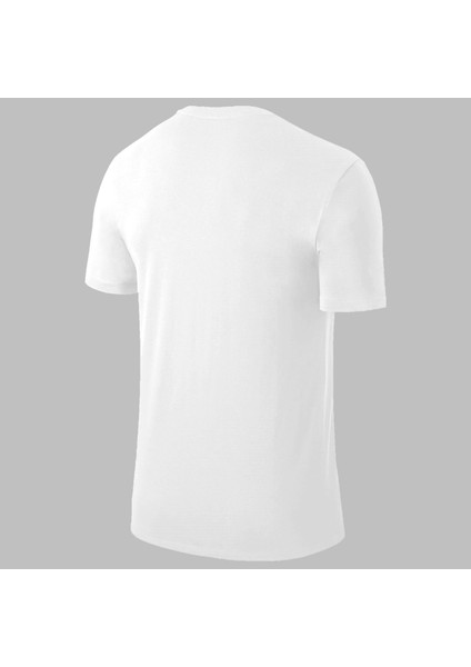 Yeni Seri Battal Beden Erkek Beyaz Dri-Fit Kumaş Baskısız Yuvarlak Yaka Kısa Kol T-Shirt (4xl- 10XL)