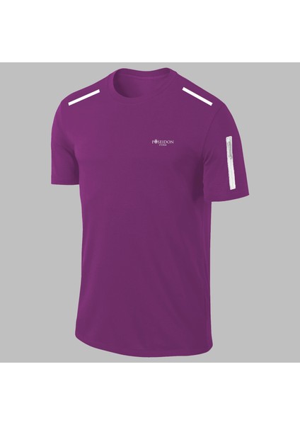 Yeni Seri Büyük Beden Erkek Mor Dri-Fit Kumaş Baskısız Yürüyüş ve Koşu Için Rahat Sporcu T-Shirt (4xl- 10XL)