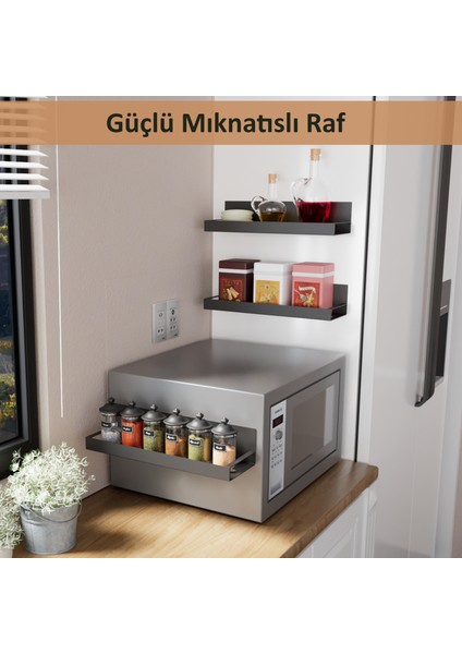 Mıknatıslı Buzdolabı Rafı Metal Düzenleyici Baharatlık Organizer Mikrodalga Fırın Güçlü Manyetik Raf