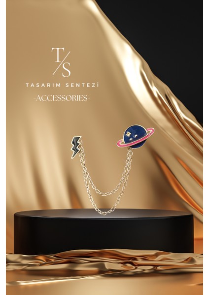 Rozet Metal Broş Zincirli Gezegen Saturn Şimşek Uzay Nasa Yaka Okul Çantası Kıyafet Takı Aksesuar modelleri