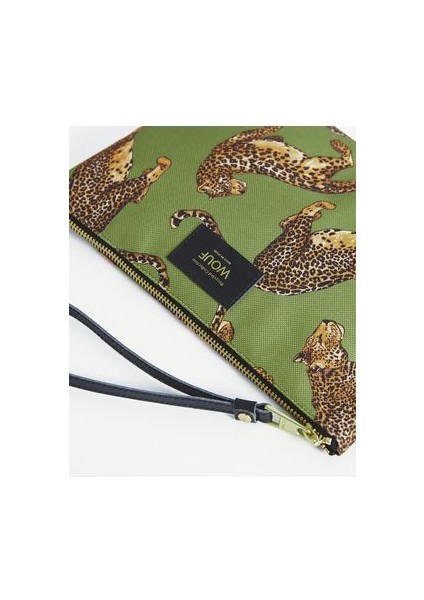 Olive Leopard Xl Pouch Bag - El Çantası