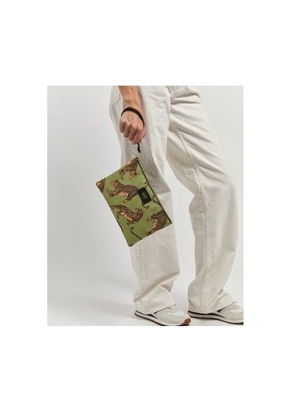 Olive Leopard Xl Pouch Bag - El Çantası