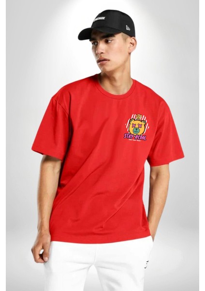 Game Oyun Alanı Kırmızı Oversize Kadın Erkek Ön ve Sırt Baskılı Tişört modelleri