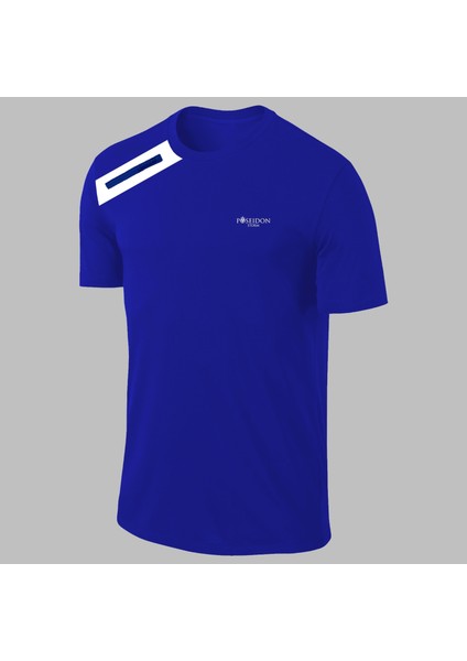 Yeni Seri Erkek Mavi Dri-Fit Kumaş Baskısız Bisiklet Yaka T-Shirt S-3xl