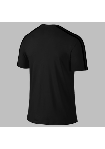 Yeni Seri Büyük Beden Erkek Siyah Dri-Fit Kumaş Baskısız Yuvarlak Yaka T-Shirt (4xl- 10XL)