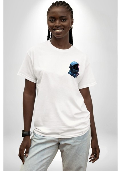 Basketbol Mars Uzay Smaçı Beyaz Oversize Kadın Erkek Ön ve Sırt Baskılı Tişört indirimleri