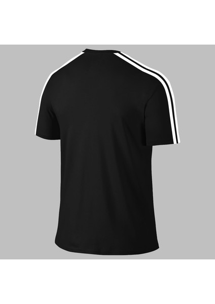 Yeni Seri Büyük Beden Erkek Siyah Fit Kumaş Baskısız Yuvarlak Yaka Kısa Kol T-Shirt (4xl- 10XL)