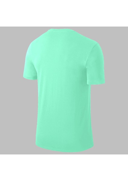 Yeni Seri Büyük Beden Erkek Su Yeşili Dri-Fit Kumaş Baskısız Yuvarlak Yaka Kısa Kol Tişört (4xl- 10XL)