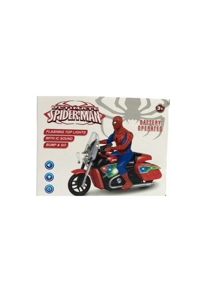 Pilli Işıklı Sesli Motorlu Spiderman Örümcek Adam - Motorcu Spiderman