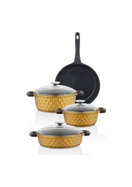 Carabella Döküm Cam Kapak 7 Parça Tencere Seti Gold fiyatları