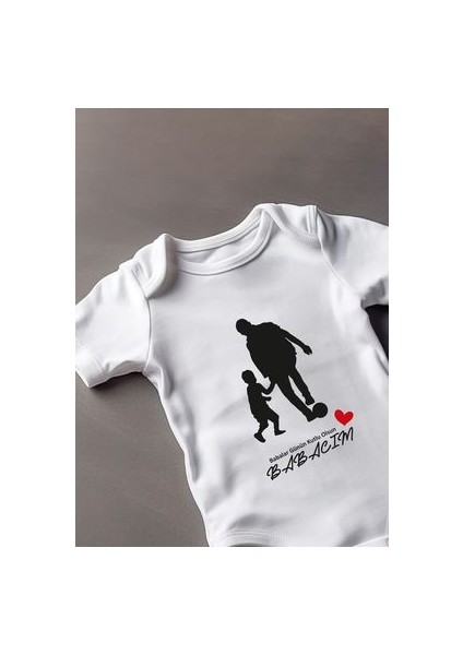 Kısa Kollu %100 Pamuklu Özel Tasarımlı Babalar Günü (1) Yazılı Bebek Body Zıbın fiyatları