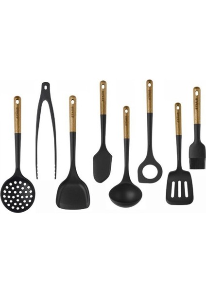 8 Parça Silikon Spatula Kepçe Spatula Maşa Kevgir Servis Takım