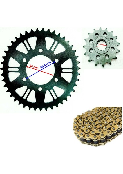 Kawasaki Zx-6r Ninja Uyumlu Zincir Dişli Seti 43T(520 Oringli Gold ZINCIR)2007-2015