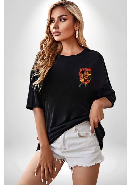 Donovan Mitchell Basketbol Karikatür Siyah Oversize Kadın Erkek Ön Sol Yan Minimal Baskılı Tişört fırsatları