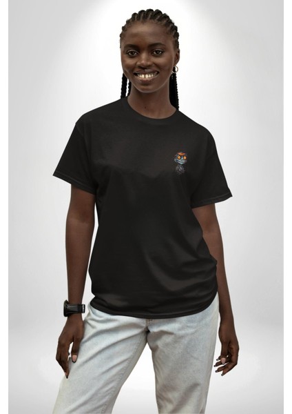 Halloween Genç Zombi Siyah Oversize Kadın Erkek Ön Sol Yan Minimal Baskılı Tişört modelleri