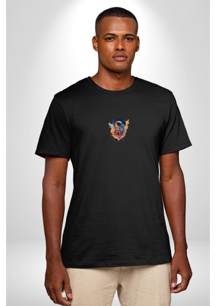 Bulutlar Astronot Uzay Siyah Oversize Kadın Erkek Ön Orta Minimal Baskılı T-Shirt fiyatları