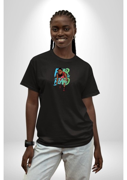 Sakaldan Korkmak Yazılı Basketbol James Harden Star Siyah Oversize Kadın Erkek Ön Orta Minimal Baskılı T-Shirt indirimleri