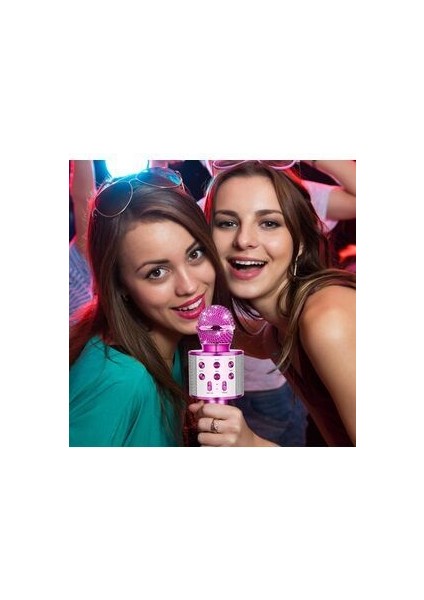 Şarjlı Kablosuz Karaoke Mikrofon Bluetooth Hoparlör Ses Değiştirme Özellikli Sd Kart USB Girişli