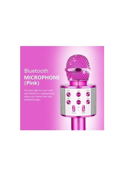 Şarjlı Kablosuz Karaoke Mikrofon Bluetooth Hoparlör Ses Değiştirme Özellikli Sd Kart USB Girişli
