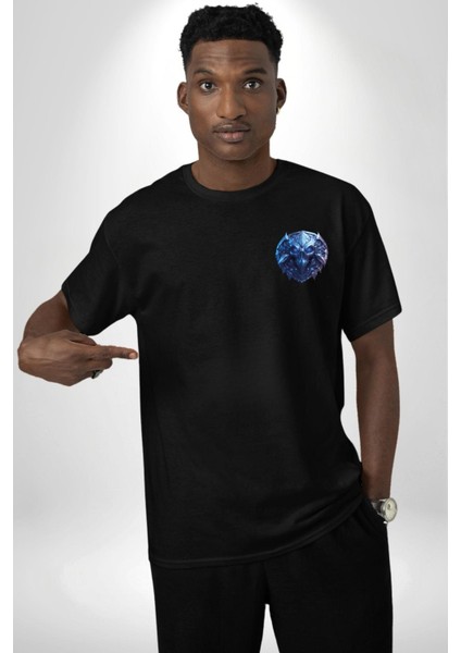 Kuru Kafa Kalkan Koruma Siyah Oversize Kadın Erkek Ön Sol Yan Minimal Baskılı Tişört