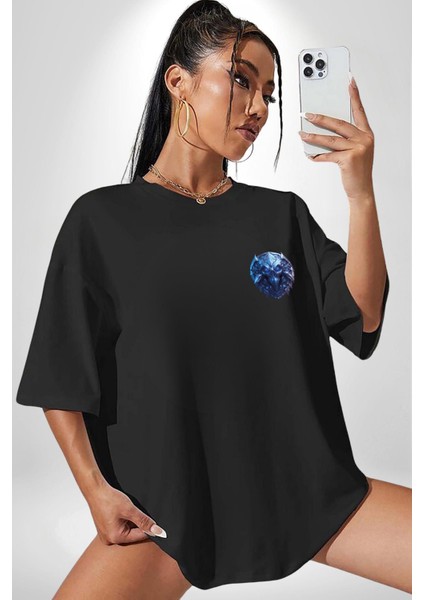Kuru Kafa Kalkan Koruma Siyah Oversize Kadın Erkek Ön Sol Yan Minimal Baskılı Tişört indirimleri