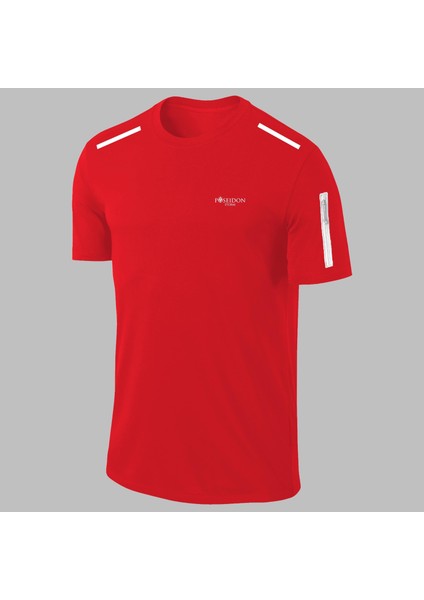 Yeni Seri Büyük Beden Erkek Kırmızı Dri-Fit Kumaş Düz Bisiklet Yaka Sporcu T-Shirt (4xl- 10XL)
