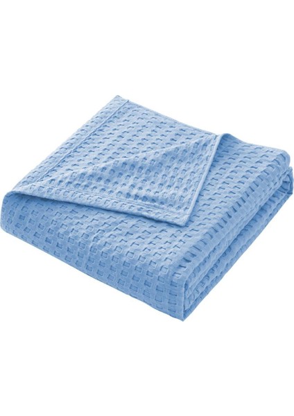 Mavi Havuzlu Pike Pamuklu Çift Kişilik - 240X260 cm