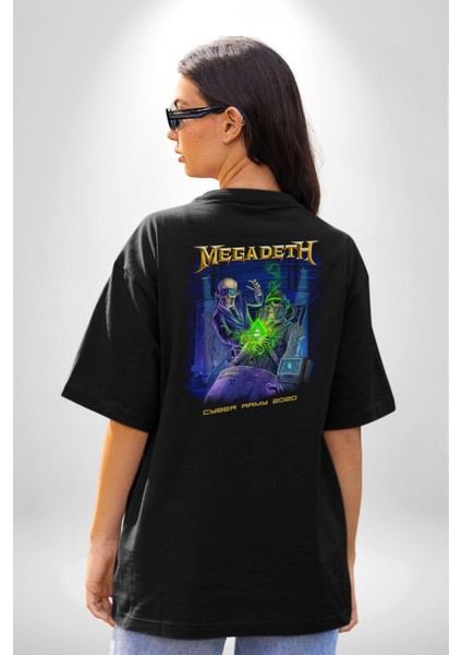 Megadeth Heavy Metal Pamuklu Kadın Erkek Oversize Sırt Dijital Baskılı Siyah T-Shirt fiyatları