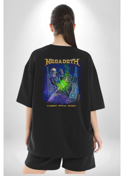 Megadeth Heavy Metal Pamuklu Kadın Erkek Oversize Sırt Dijital Baskılı Siyah T-Shirt fırsatları