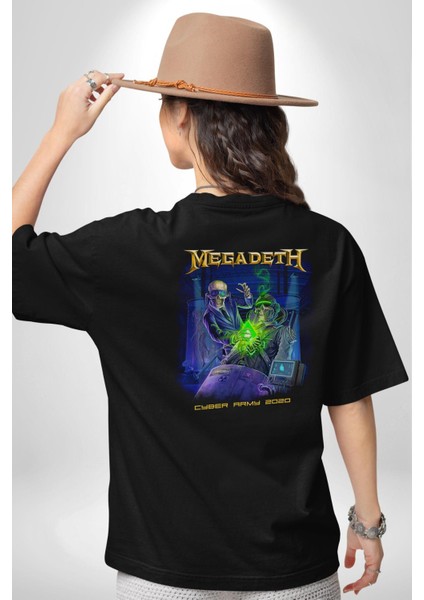 Megadeth Heavy Metal Pamuklu Kadın Erkek Oversize Sırt Dijital Baskılı Siyah T-Shirt indirimleri