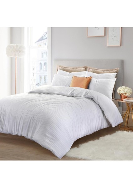 Satria Çift Kişilik Nevresim Takımı - Pamuk Saten Çizgili, %100 Pamuk, 200 x 220 cm Krem fiyatları
