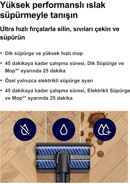 Ultra Premium Aqua Trio Yeni 3'ü 1 Arada (Islak, Kuru ve Moplu) Sarjlı ve Kablosuz Dik Süpürge, Luciole Lambader Hediye!