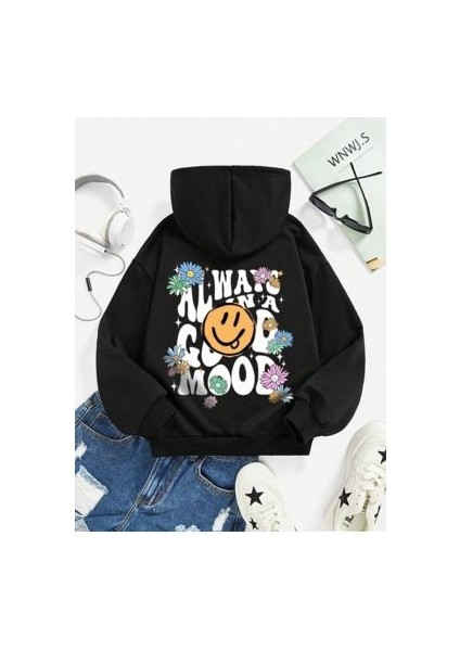 Oversize Unisex Baskılı 3 Iplik Şardonlu Sweatshirt Hoodie