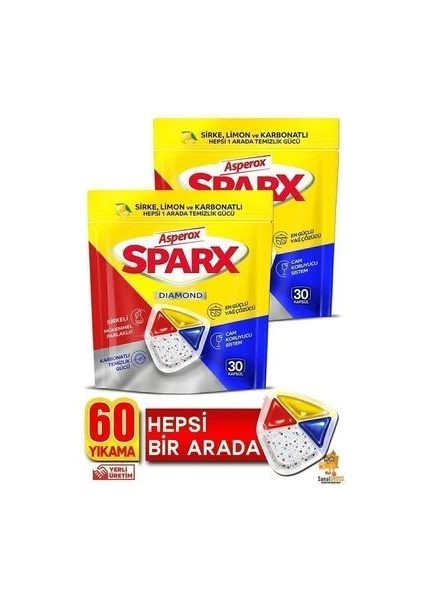 Sparx Bulaşık Makinesi Kapsülü 30'lu x 2 Paket (60 Yıkama)