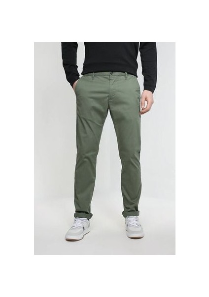Erkek Haki Renk Italyan Kesim Esnek Likralı Kumaş Pantolon
